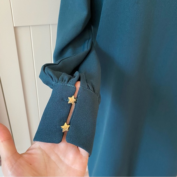 LENNY B. PARIS Dress, Dark Green, Backless, Star Details, Long Sleeve (US L) - Picture 3 of 7